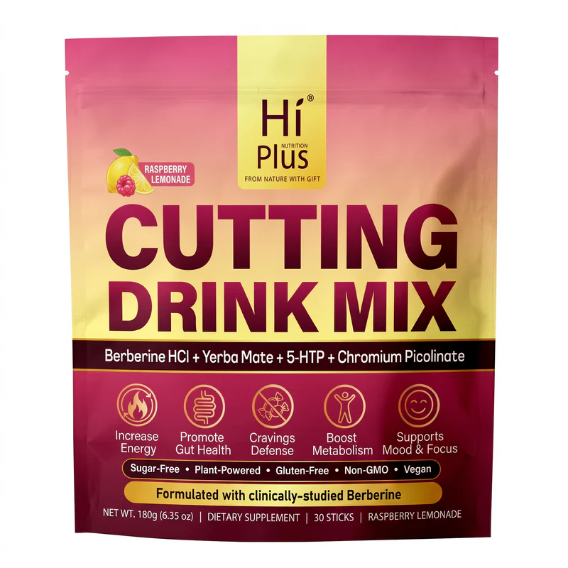 1_f854923e-1617-4e0a-8c0a-7f3132c346ff HiPlus®Cutting Drink Mix – Berberine, 5-HTP, Yerba Mate & Magnesium, FOS | Supports Satiety Signaling, Energy & Gut Health | Raspberry Lemonade – 30 Servings - Image 1